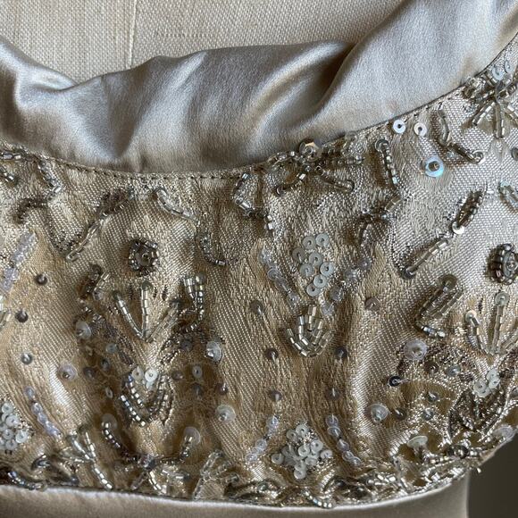 Niteline Formal Champagne Silk Beaded Long Dress with Jacket - Picture 8 of 16